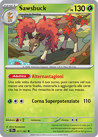 Sawsbuck 017/162 - ITA - Near Mint - Scarlatto e Violetto - CronoForze - Carta Pokemon