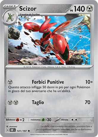 Scizor 141/197 Holo - ITA - Near Mint - Scarlatto e Violetto - Ossidiana Infuocata - Carta Pokemon