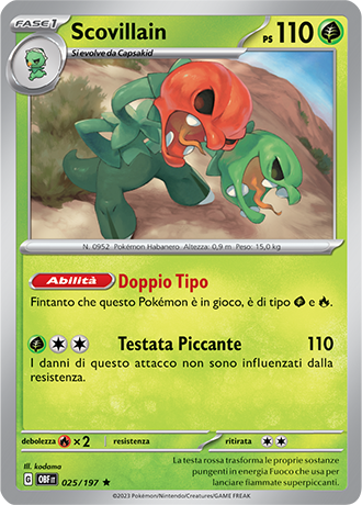 Scovillain 025/197 Holo - ITA - Near Mint - Scarlatto e Violetto - Ossidiana Infuocata - Carta Pokemon