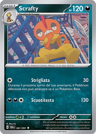 Scrafty 061/091 - ITA - Near Mint - Scarlatto e Violetto - Destino di Paldea - Carta Pokemon