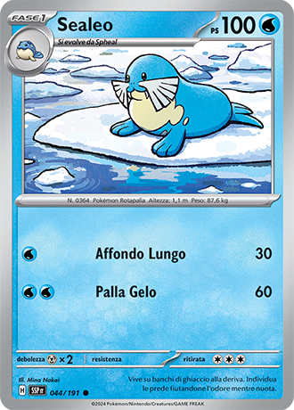 Sealeo 044/191 - ITA - Near Mint - Scarlatto e Violetto - Scintille Folgoranti - Carta Pokemon 0