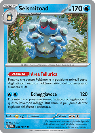 Seismitoad 052/197 Reverse Holo - ITA - Near Mint - Scarlatto e Violetto - Ossidiana Infuocata - Carta Pokemon