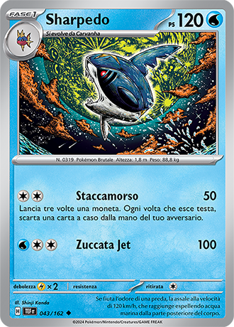 Sharpedo 043/162 - ITA - Near Mint - Scarlatto e Violetto - CronoForze - Carta Pokemon