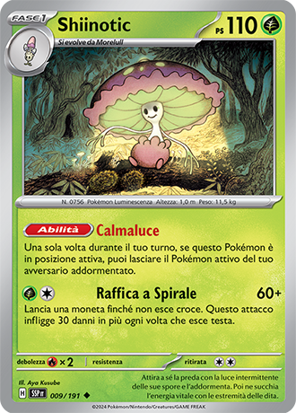 Shiinotic 009/191 - ITA - Near Mint - Scarlatto e Violetto - Scintille Folgoranti - Carta Pokemon 0