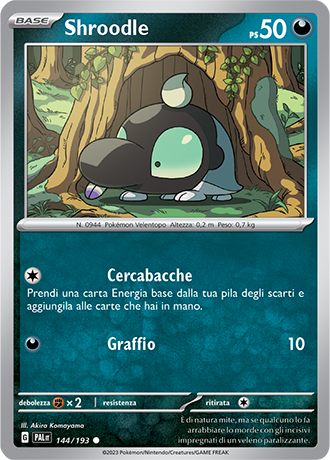 Shroodle 144/193 Reverse Holo - ITA - Near Mint - Scarlatto e Violetto - Evoluzioni a Paldea - Carta Pokemon