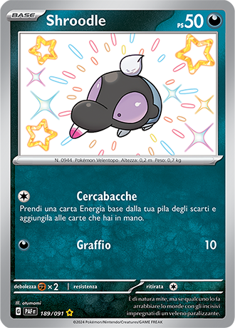 Shroodle Shiny 189/091 - ITA - Near Mint - Scarlatto e Violetto - Destino di Paldea - Carta Pokemon