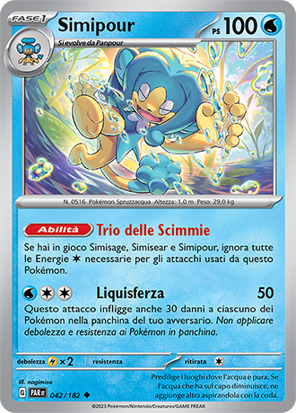 Simipour 042/182 - ITA - Near Mint - Scarlatto e Violetto - Paradosso Temporale - Carta Pokemon