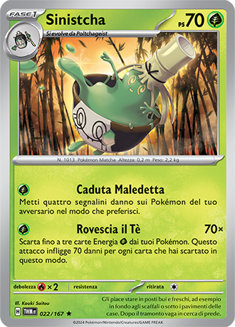 Sinistcha 022/167 Holo Rara - ITA - Near Mint - Scarlatto e Violetto - Crepuscolo Mascherato - Carta Pokemon