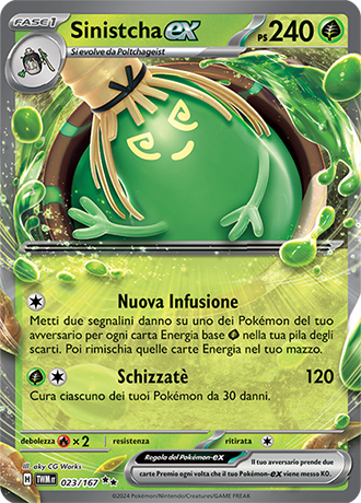 Sinistcha-ex 023/167 Rara Doppia - ITA - Near Mint - Scarlatto e Violetto - Crepuscolo Mascherato - Carta Pokemon