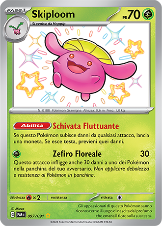 Skiploom Shiny 097/091 - ITA - Near Mint - Scarlatto e Violetto - Destino di Paldea - Carta Pokemon