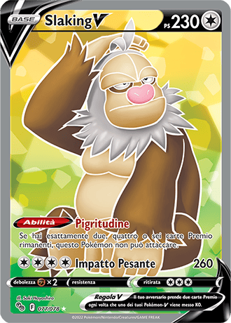 Slaking-V 077/078 Full Art - ITA - Near Mint - Spada e Scudo - Pokemon GO - Carta Pokemon