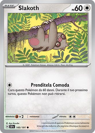 Slakoth 145/191 - ITA - Near Mint - Scarlatto e Violetto - Scintille Folgoranti - Carta Pokemon 0