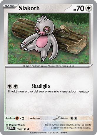 Slakoth 160/193 - ITA - Near Mint - Scarlatto e Violetto - Evoluzioni a Paldea - Carta Pokemon