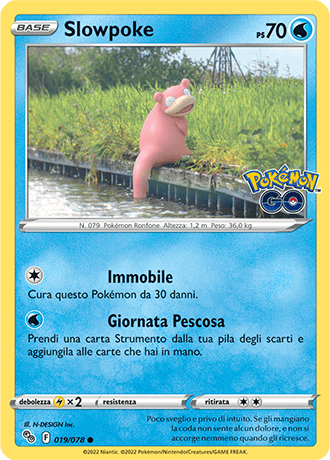 Slowpoke 019/078 Reverse Holo - ITA - Near Mint - Spada e Scudo - Pokemon GO - Carta Pokemon