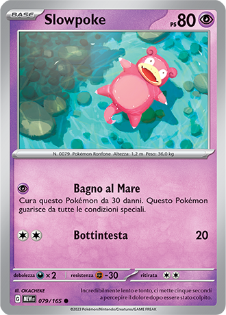 Slowpoke 079/165 - ITA - Near Mint - Scarlatto e Violetto - 151 - Carta Pokemon