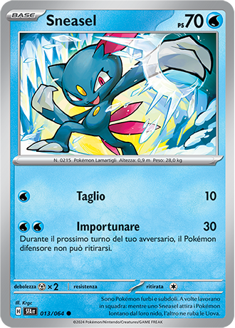 Sneasel 013/064 Reverse Holo Comune - ITA - Near Mint - Scarlatto e Violetto - Segreto Fiabesco - Carta Pokemon