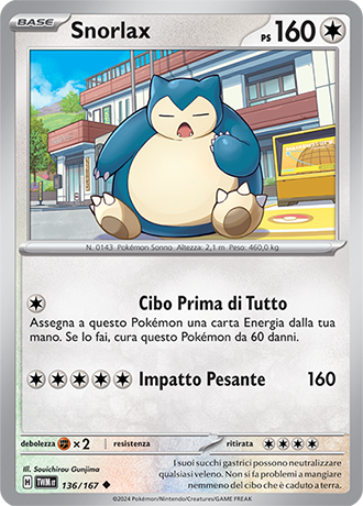 Snorlax 136/167 Reverse Holo Non Comune - ITA - Near Mint - Scarlatto e Violetto - Crepuscolo Mascherato - Carta Pokemon