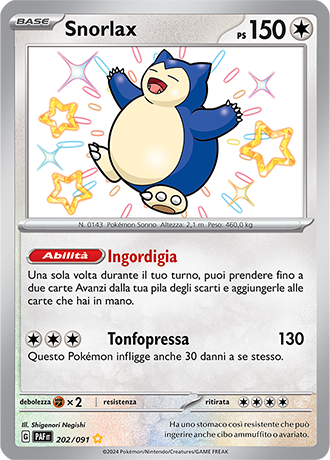 Snorlax Shiny 202/091 - ITA - Near Mint - Scarlatto e Violetto - Destino di Paldea - Carta Pokemon