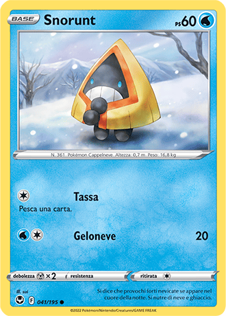 Snorunt 041/195 - ITA - Near Mint - Spada e Scudo - Tempesta Argentata - Carta Pokemon