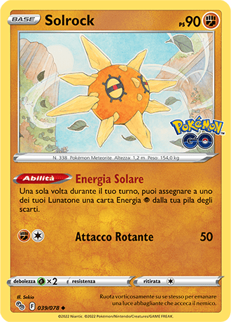 Solrock 039/078 - ITA - Near Mint - Spada e Scudo - Pokemon GO - Carta Pokemon