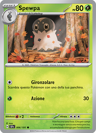 Spewpa 006/191 - ITA - Near Mint - Scarlatto e Violetto - Scintille Folgoranti - Carta Pokemon 0