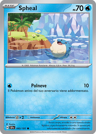 Spheal 043/191 - ITA - Near Mint - Scarlatto e Violetto - Scintille Folgoranti - Carta Pokemon 0