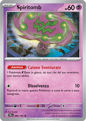 Spiritomb 089/193 Reverse Holo - ITA - Near Mint - Scarlatto e Violetto - Evoluzioni a Paldea - Carta Pokemon