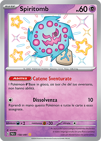 Spiritomb Shiny 158/091 - ITA - Near Mint - Scarlatto e Violetto - Destino di Paldea - Carta Pokemon