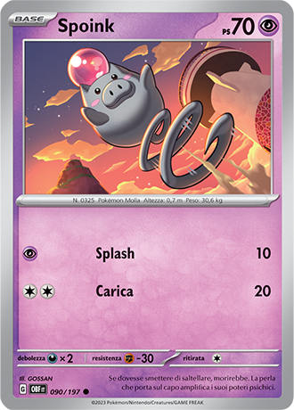 Spoink 090/197 - ITA - Near Mint - Scarlatto e Violetto - Ossidiana Infuocata - Carta Pokemon