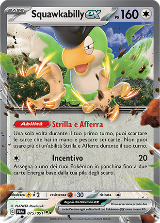 Squawkabilly EX 075/091 - ITA - Near Mint - Scarlatto e Violetto - Destino di Paldea - Carta Pokemon