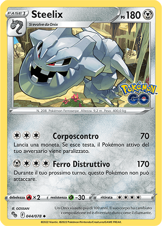 Steelix 044/078 - ITA - Near Mint - Spada e Scudo - Pokemon GO - Carta Pokemon