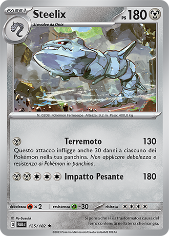 Steelix 125/182 Holo - ITA - Near Mint - Scarlatto e Violetto - Paradosso Temporale - Carta Pokemon