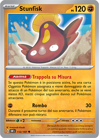 Stunfisk 112/197 - ITA - Near Mint - Scarlatto e Violetto - Ossidiana Infuocata - Carta Pokemon