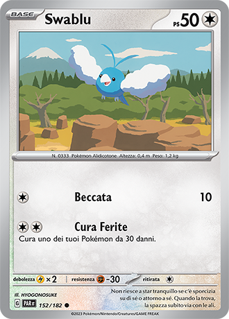 Swablu 152/182 - ITA - Near Mint - Scarlatto e Violetto - Paradosso Temporale - Carta Pokemon