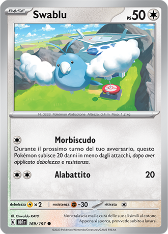 Swablu 169/197 - ITA - Near Mint - Scarlatto e Violetto - Ossidiana Infuocata - Carta Pokemon