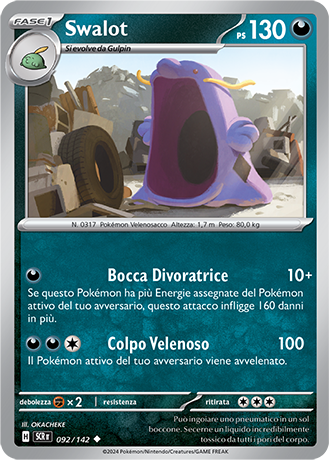 Swalot 092/142 Reverse Holo - ITA - Near Mint - Scarlatto e Violetto - Corona Astrale - Carta Pokemon