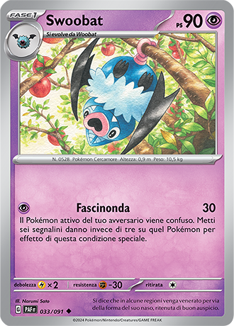 Swoobat 033/091 - ITA - Near Mint - Scarlatto e Violetto - Destino di Paldea - Carta Pokemon