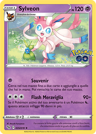 Sylveon 035/078 Reverse Holo - ITA - Near Mint - Spada e Scudo - Pokemon GO - Carta Pokemon