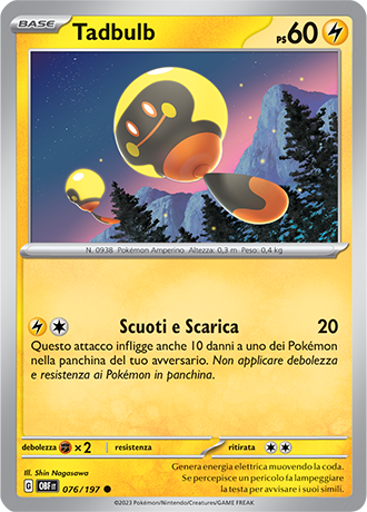 Tadbulb 076/197 - ITA - Near Mint - Scarlatto e Violetto - Ossidiana Infuocata - Carta Pokemon