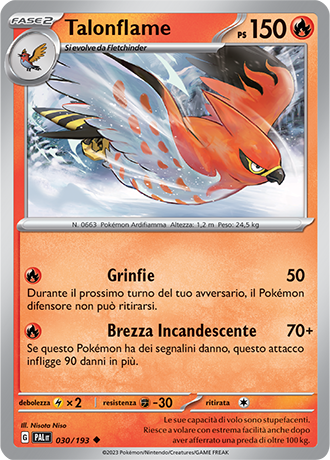 Talonflame 030/193 Reverse Holo - ITA - Near Mint - Scarlatto e Violetto - Evoluzioni a Paldea - Carta Pokemon