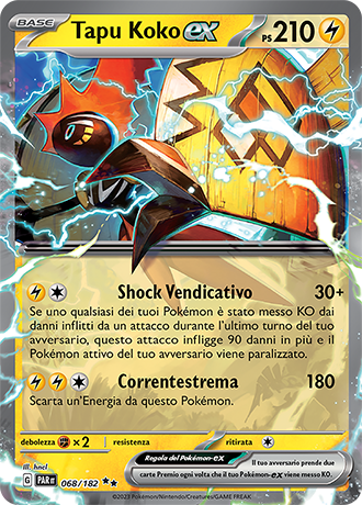 TapuKoko-ex 068/182 - ITA - Near Mint - Scarlatto e Violetto - Paradosso Temporale - Carta Pokemon