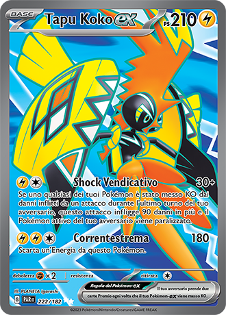 TapuKoko-ex 222/182 Full Art - ITA - Near Mint - Scarlatto e Violetto - Paradosso Temporale - Carta Pokemon