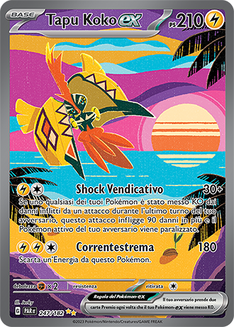 TapuKoko-ex 247/182 Alternative Art - ITA - Near Mint - Scarlatto e Violetto - Paradosso Temporale - Carta Pokemon