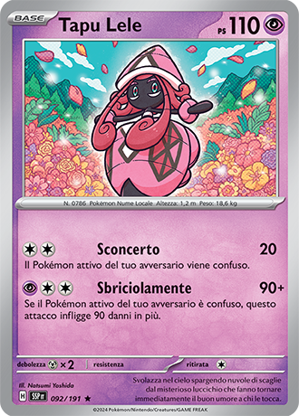 Tapu Lele 092/191 Holo - ITA - Near Mint - Scarlatto e Violetto - Scintille Folgoranti - Carta Pokemon 0