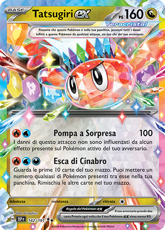 Tatsugiri-ex 142/191 - ITA - Near Mint - Scarlatto e Violetto - Scintille Folgoranti - Carta Pokemon 0