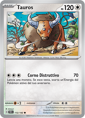 Tauros 112/142 Reverse Holo - ITA - Near Mint - Scarlatto e Violetto - Corona Astrale - Carta Pokemon