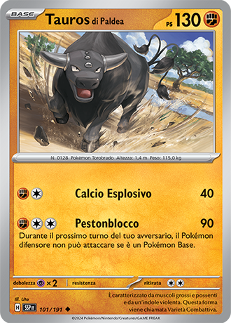 Tauros di Paldea 101/191 - ITA - Near Mint - Scarlatto e Violetto - Scintille Folgoranti - Carta Pokemon