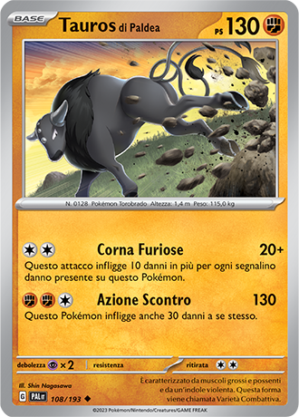 Tauros di Paldea 108/193 - ITA - Near Mint - Scarlatto e Violetto - Evoluzioni a Paldea - Carta Pokemon