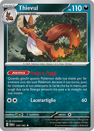 Thievul 120/182 Holo - ITA - Near Mint - Scarlatto e Violetto - Paradosso Temporale - Carta Pokemon