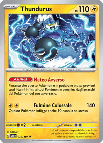 Thundurus 070/197 Holo - ITA - Near Mint - Scarlatto e Violetto - Ossidiana Infuocata - Carta Pokemon